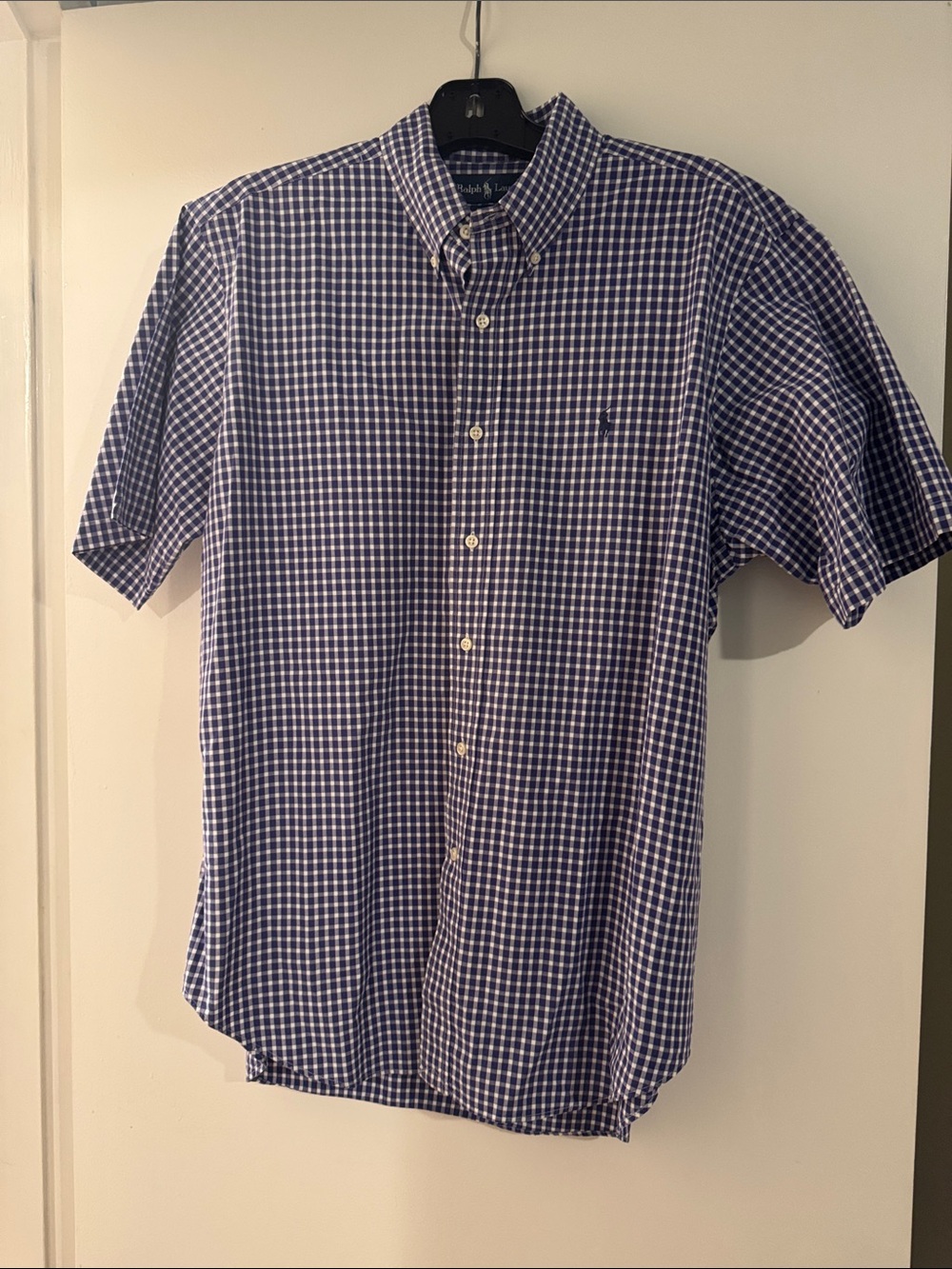 Polo by Ralph Lauren Navy & White Gingham Short-Sleeve Button-Down Shirt XL